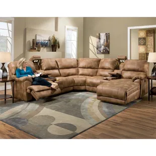 Soft leather sectional with recliners and chaise