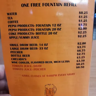 one free fountain refil