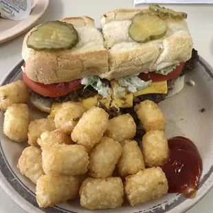 Poor Boy all the way with tots. At 9:30am.