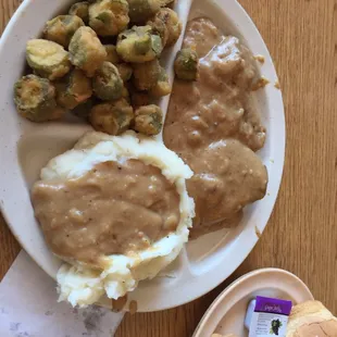 Greasy okra and instant potatoes