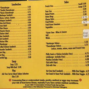 Right inside of menu. Sandwiches and sides.