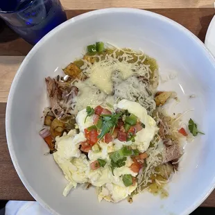 Salsa Verde Pork &amp; Egg, huge portion . yummmy