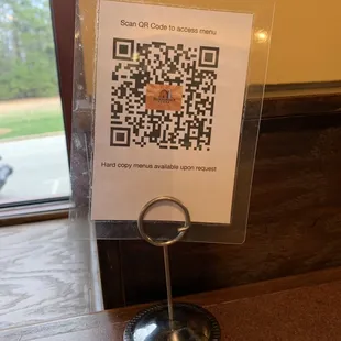 a qr code on a stand