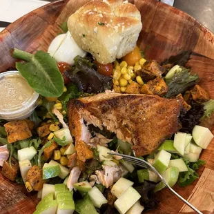 Salmon, apple, corn, sweet potatoes.....