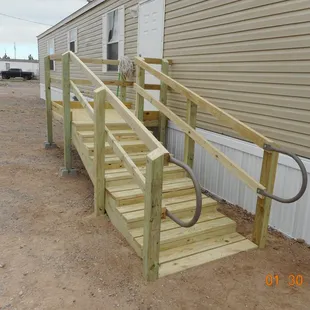 the steps leading to a mobile home