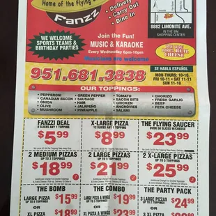 menu