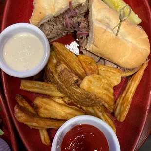 French dip, roast beef with FF