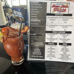 A shot of the menu and a Bloody Mary to wind you on down!!