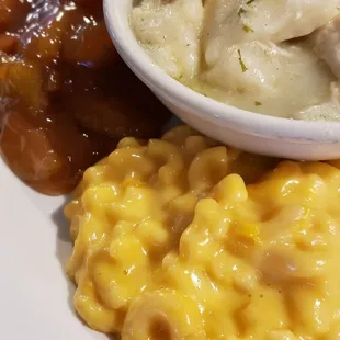 Chicken and dumplings, two sides.