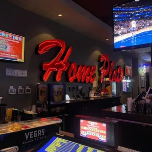 the bar and televisions