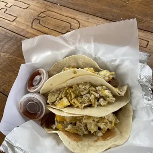 Potato egg n cheese breakfast taco