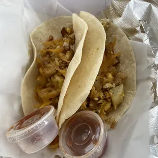 Breakfast tacos with salsa
