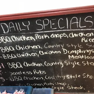 Daily specials- BBQ (delicious) seems to be a permanent fixture on the menu.