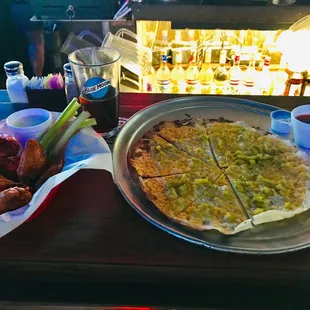 Wings and cheese crisp!