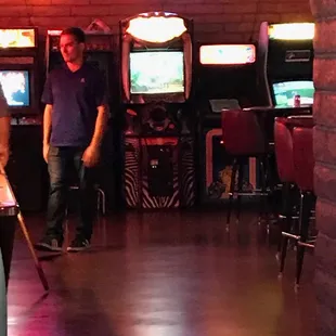Plenty of old school video games, plus pool tables!