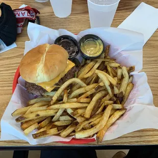Home run burger with large fries
