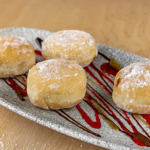 a plate of doughnuts