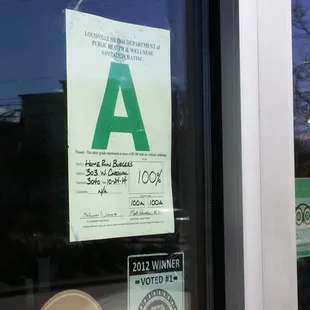 100% heath inspection rating