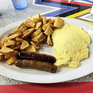 The Double (2 Eggs &amp; 2 sausage) and delicious and not greasy!