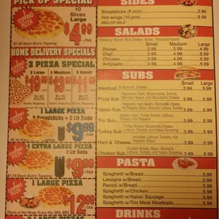 menu, pizza