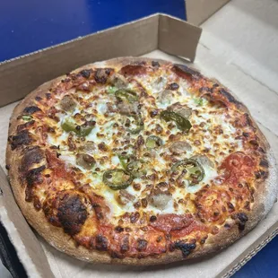 Small well done pepperoni , Italian Sausage and jalapeño