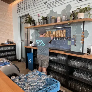 a man working at the bar