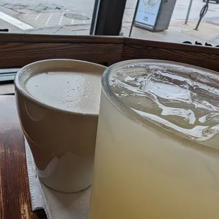 Chai latte and sparkling ginger lemonade