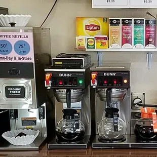 Coffee Counter. Refill charges, Creamer charges.