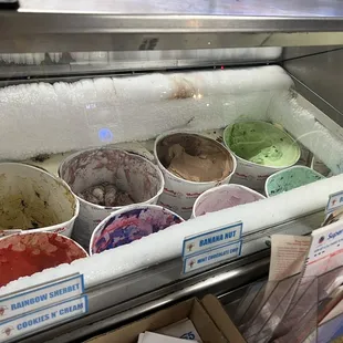 an ice cream display