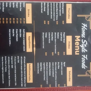 Menu consisting of rotational meals