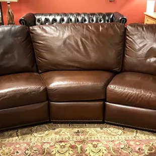 Leather Conversation Reclining Sofa $1399.