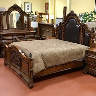 Michael Amini King Bed W/ Dresser/ Mirror, Armoire &amp;2 Nightstands $4999.