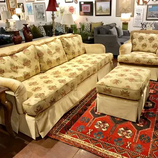 Custom Down Filled Sofa, Chair &amp; Ottoman $1499.