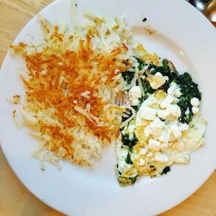 Egg White Omelette with Spinach and a side of Hash Browns
