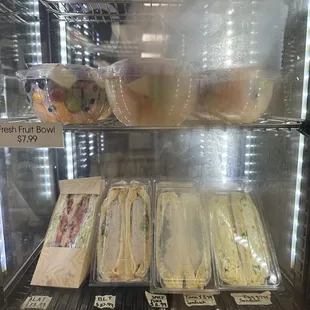 Fresh made fruits and sandwiches by Sue.