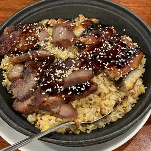 Bbq Pork and Eel over Fried Rice