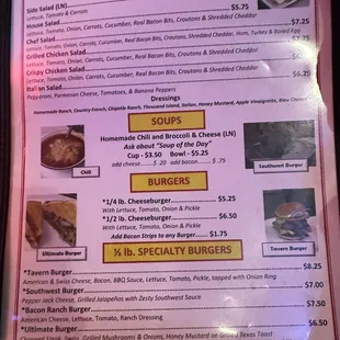 a menu for a restaurant