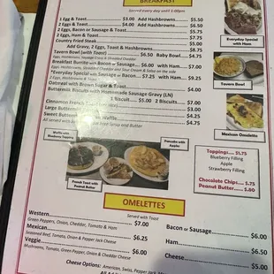 the menu for the restaurant