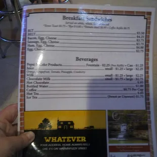 Last page of menu