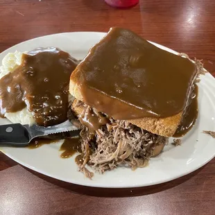 The One and Done!  Hot beef sandwich.  Pretty good.  Loads of beef!