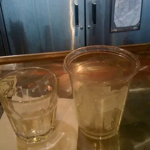 My empty glasses of 15 min ( he saw me taking picture and ran to refill)