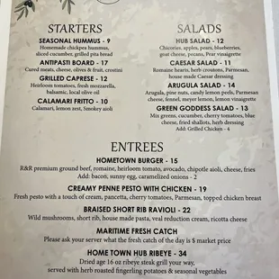 Dinner Menu