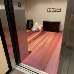 Exiting the elevator...