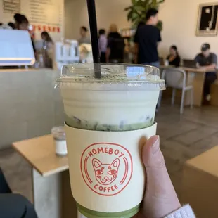 matcha latte w/ cream