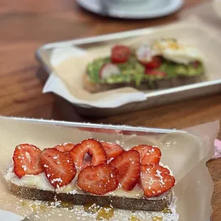 strawberries and avocado toast