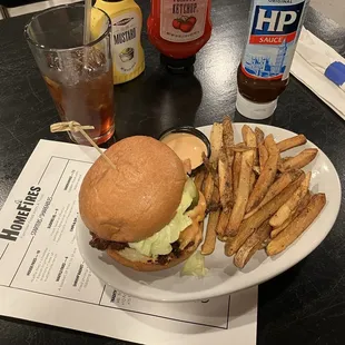 House Smash Burger, hand cut fries
