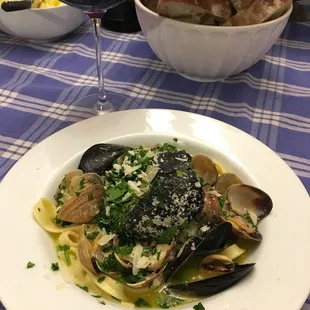 Homemade pasta with clams