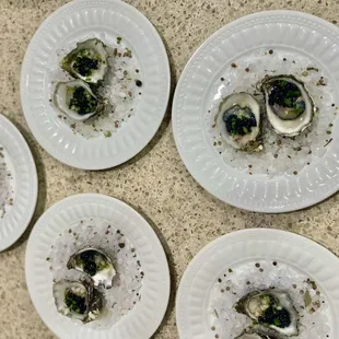 Baja Kumamoto Oysters topped with Siberian Sturgeon Caviar