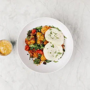 Two-Fried Eggs Bowl for breakfast