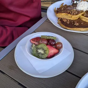 Fruit cup! Lime poppyseed vinaigrette on top. It was a lovely, simple addition to it!